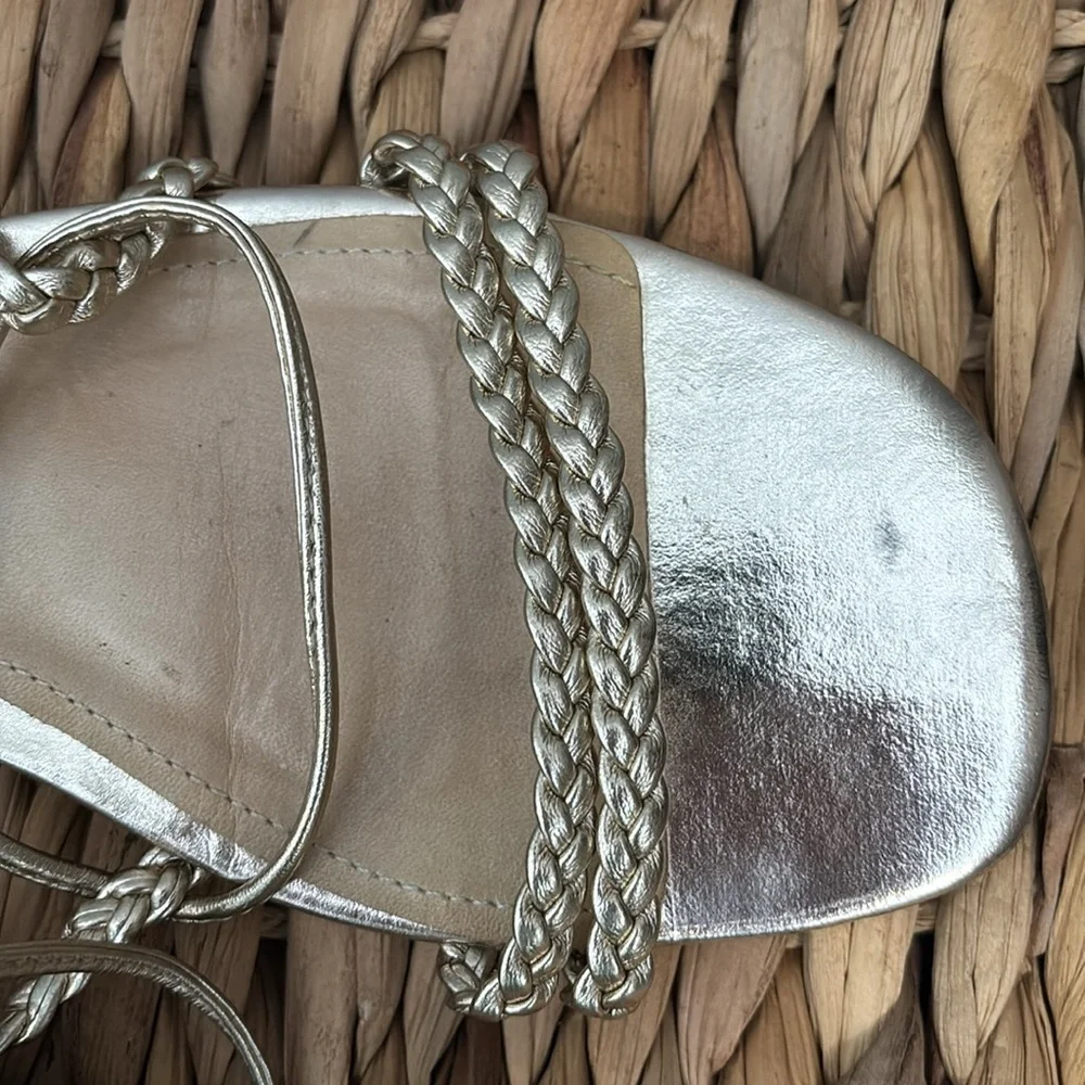 SCHUTZ size 8 Metallic Gold Braided Sandals - Picture 9 of 10
